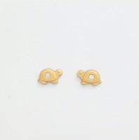 Pendientes de bebé de oro 18K tortuga con circonita