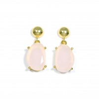 Pendientes largos de plata con piedra rosa