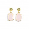 Pendientes largos de plata con piedra rosa