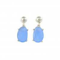 Pendientes largos de plata piedra azul