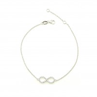 Pulsera oro blanco 18K infinito y cadena rolo