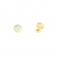Pendientes oro amarillo 18K redondos con bisel y circonita central