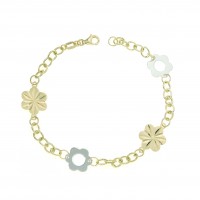 Pulsera mujer oro bicolor 18K adorno flor