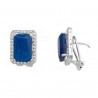 Pendientes plata zafiro orla con circonitas