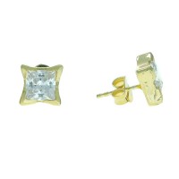 Pendientes plata 925 mls cuadrado con circonita 6mm