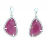 Pendientes dos cuerpos plata 925 mls piedra roja