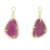 Pendientes dos cuerpos plata 925 mls chapados en oro piedra roja