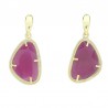 Pendientes dos cuerpos plata 925 mls chapados en oro piedra roja