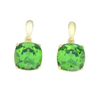 Pendientes plata 925 mls chapado en oro y swarovski esmeralda
