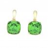 Pendientes plata 925 mls chapado en oro y swarovski esmeralda
