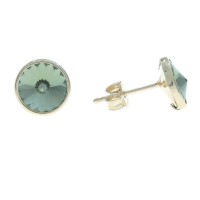 Pendientes redondos plata 925 mls swarovski verde