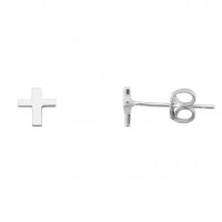 Pendientes plata de ley rodiados motivo cruz