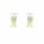 Pendientes oro bicolor 18K brillo y banda con circonitas