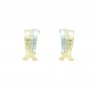Pendientes oro bicolor 18K brillo y banda con circonitas