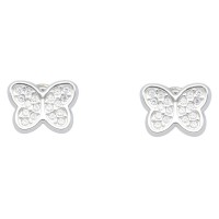 Pendientes oro blanco 18K mariposa multipiedra