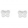 Pendientes oro blanco 18K mariposa multipiedra