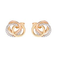 Pendientes oro 18 Ktes tricolor círculos con circonitas