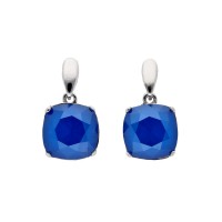 pendientes plata rodiada swarovski azul