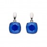Pendientes plata rodiada 925 mls y swarovski azul