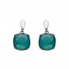 Pendientes plata rodiada 1ª Ley y Swarovski verde océano