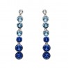 Pendientes riviere plata rodiada 1ª Ley con Swarovski aguamarina y zafiro