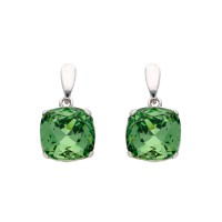 Pendientes plata rodiada 1ª Ley y Swarovski esmeralda