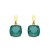 Pendientes plata 1ª Ley chapados en oro y Swarovski verde océano