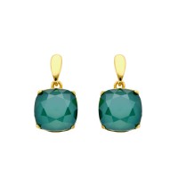 Pendientes plata 1ª Ley chapados en oro y Swarovski verde océano
