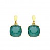 Pendientes plata 1ª Ley chapados en oro y Swarovski verde océano