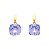 Pendientes plata 1ª Ley chapados en oro y Swarovski amatista