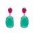 Pendientes plata rodiada 1ª Ley Swarovski fucsia y piedra verde natural