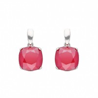 Pendientes plata rodiada 1ª Ley y Swarovski rojo