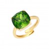 Anillo plata 1ª Ley chapado en oro con swarovski esmeralda