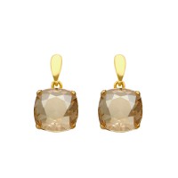 Pendientes plata 1ª Ley chapados en oro y Swarovski ámbar