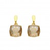 Pendientes plata 1ª Ley chapados en oro y Swarovski ámbar