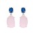 Pendientes plata rodiada 1ª ley swarovski zafiro y piedra natural rosa