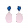 Pendientes plata rodiada 1ª ley swarovski zafiro y piedra natural rosa