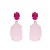 Pendientes plata rodiada 1ª Ley Swarovski fucsia y piedra natural rosa