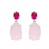 Pendientes plata rodiada 1ª Ley Swarovski fucsia y piedra natural rosa