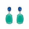 Pendientes plata rodiada 1ª ley swarovski zafiro y piedra natural verde