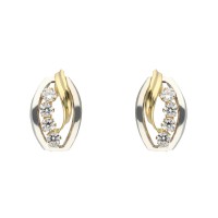 Pendientes señora oro 18 Ktes bicolor con circonitas