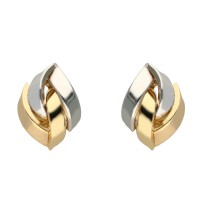 Pendientes oro bicolor 18Ktes cuatro bandas
