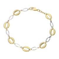 Pulsera italiana oro 18 ktes bicolor óvalos 