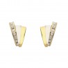 Pendientes señora oro 18 Ktes bicolor triple banda con circonitas