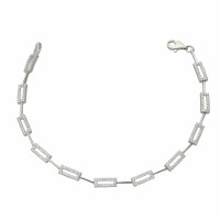 Pulsera articulada oro blanco 18Ktes con circonitas
