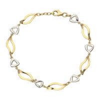 Pulsera italiana oro 18 ktes bicolor triángulos y hojas