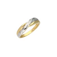 Sortija oro amarillo 18Ktes tallada rodiada