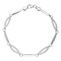 Pulsera oro blanco 18K con circonitas