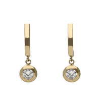 Pendientes articulados oro amarillo 18Ktes con chatón y circonita