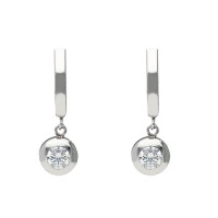 Pendientes articulados oro blanco 18Ktes con chatón y circonita